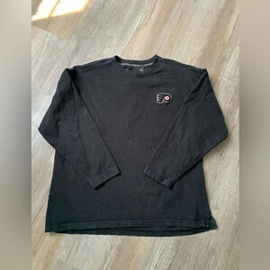 Philadelphia Flyers Hockey Logo Long Sleeve Cotton T-shirt Black Thick Size L XL